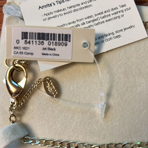 NWT Amrita Singh Bermuda statement necklace. Black and Gold Tone - Picture 4 of 16